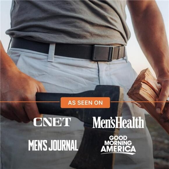 Mens stretch nylon belt lightweight adjustable magnetic buckle travel washable - Picture 6 of 7